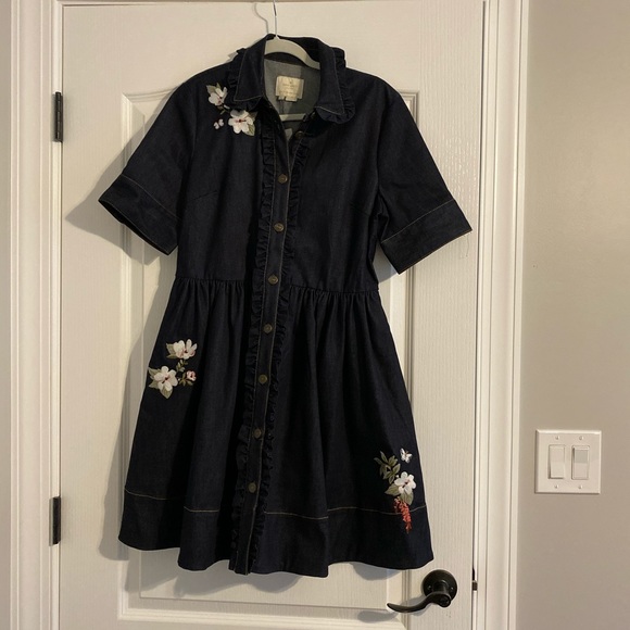 Kate Spade embroidered denim shirt dress size 8NWT - Picture 7 of 8